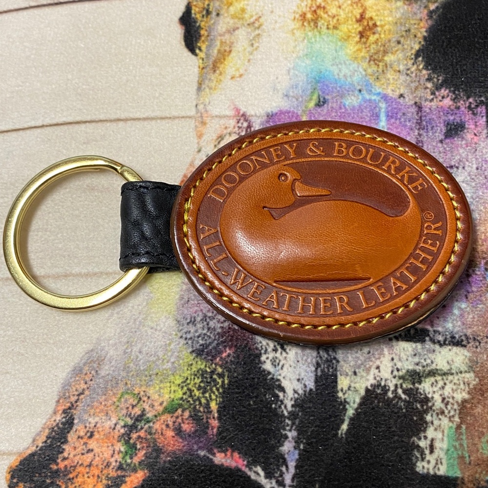 NWOT Dooney & Bourke “BIG DUCK” Key Ring w/Black Leather NEVER USED